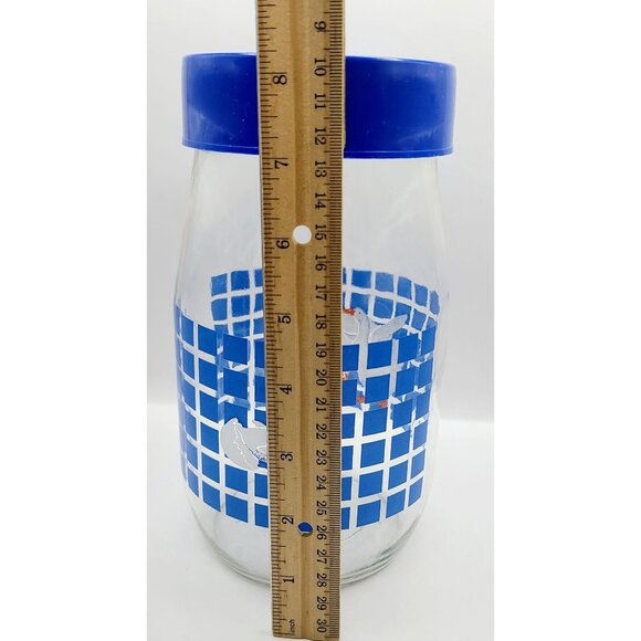 Carlton Glass Geese Ducks Design Tall Jar Canister w/ Blue Lid 1.5L Vtg 1982 USA - Picture 6 of 9